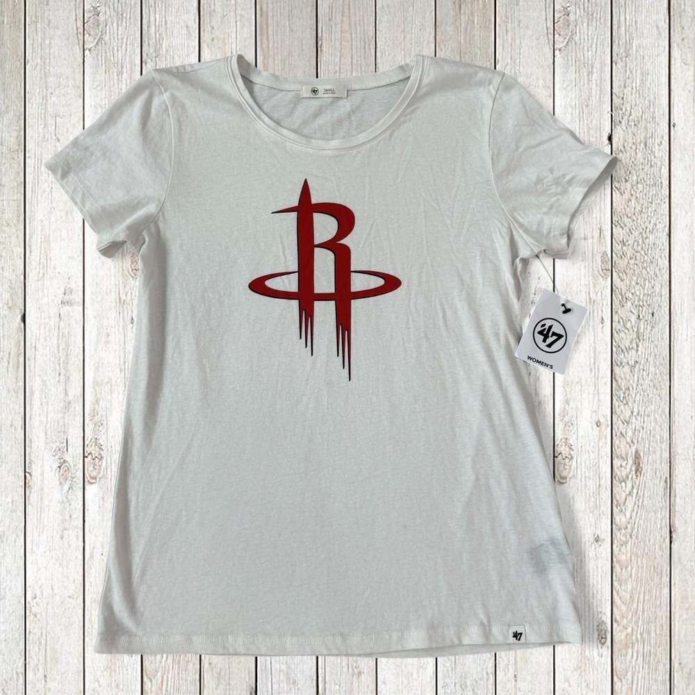 47 Brand Houston Rockets Womens Small White NBA Graphic T Shirt NWT